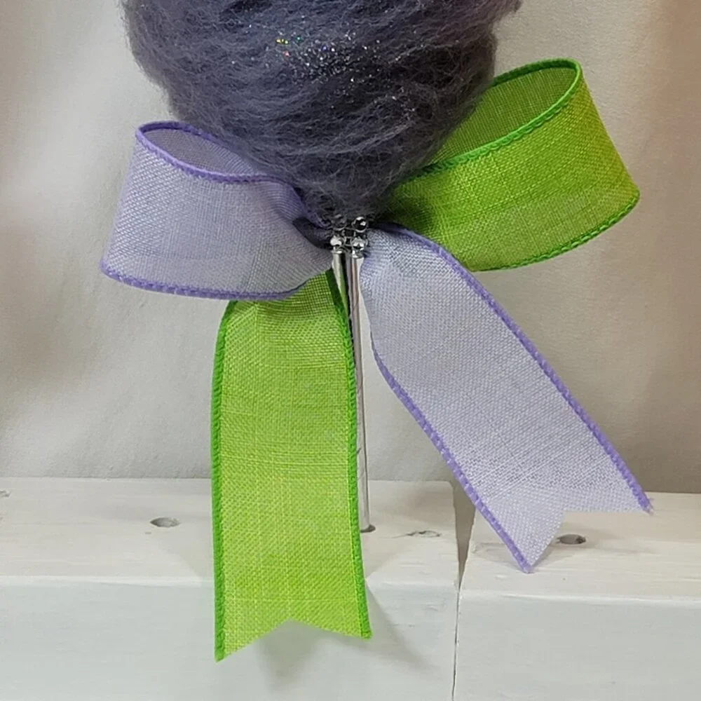 Decorative Fake Glittered Cotton Candy - Purple and Lime Green‎